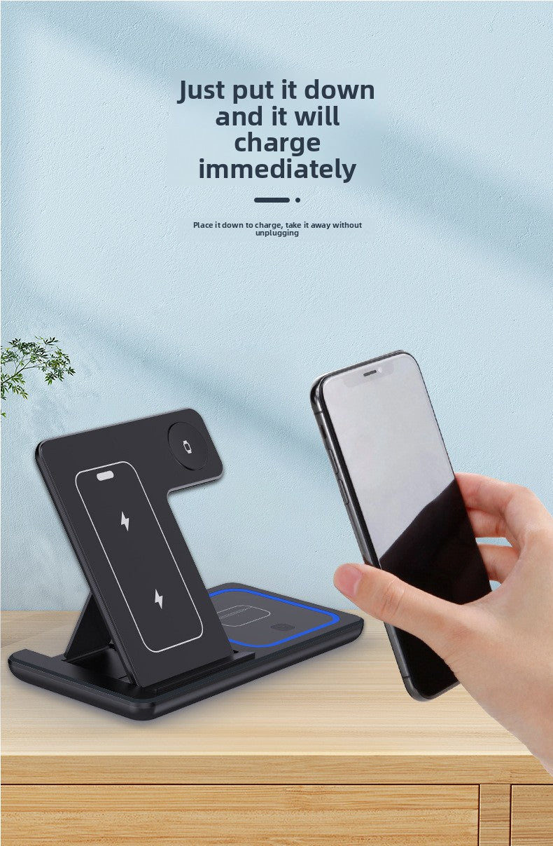 15W Foldable 3-in-1 Wireless Charger - Office desk with devices