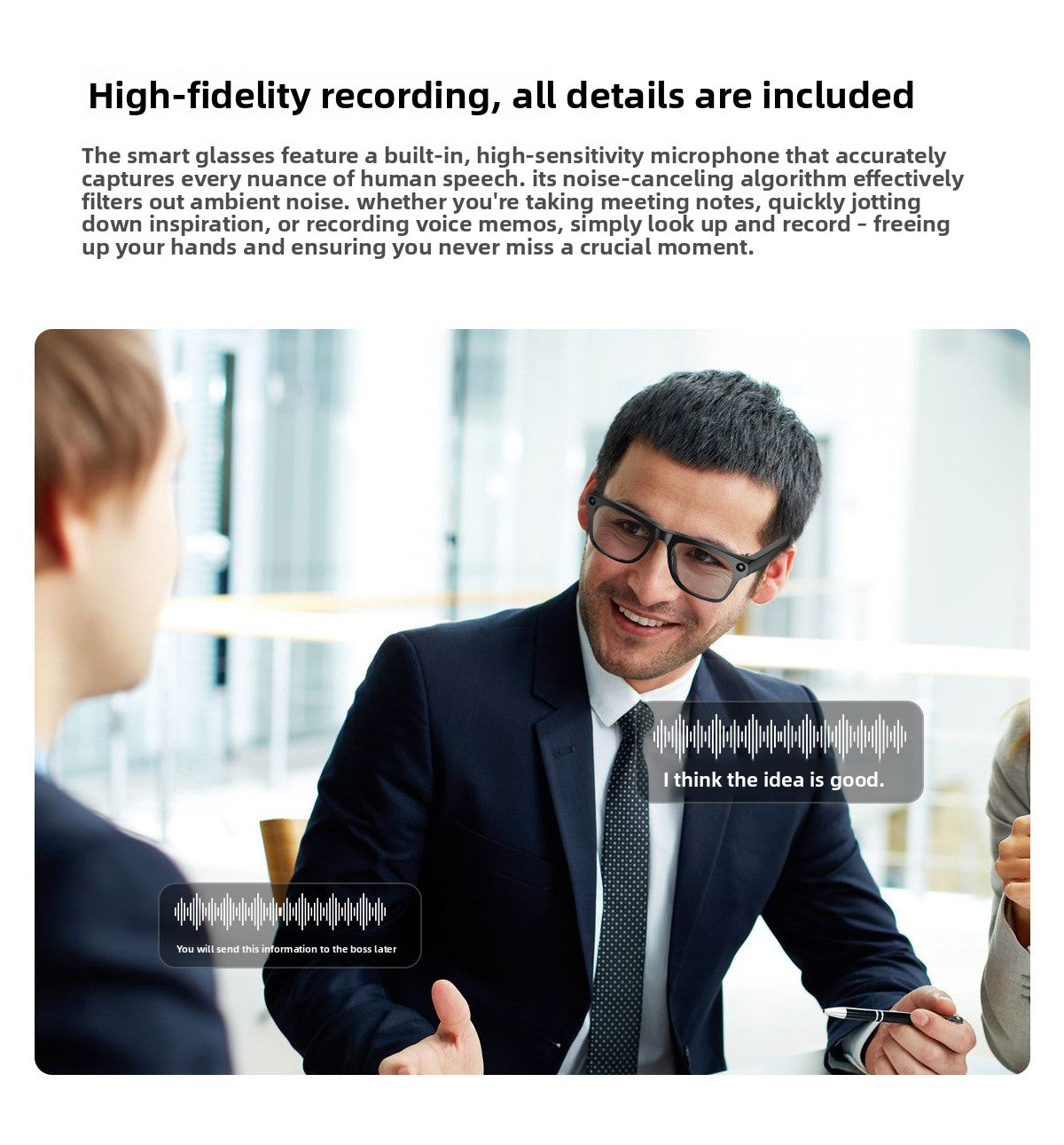 AI Smart Glasses M65 Photochromic - Face wearing side view