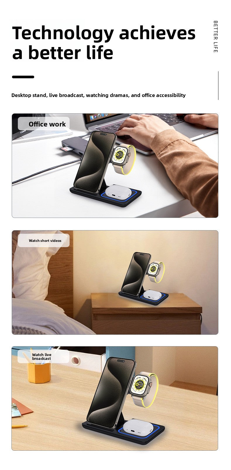15W Foldable 3-in-1 Wireless Charger - Safety certification marks