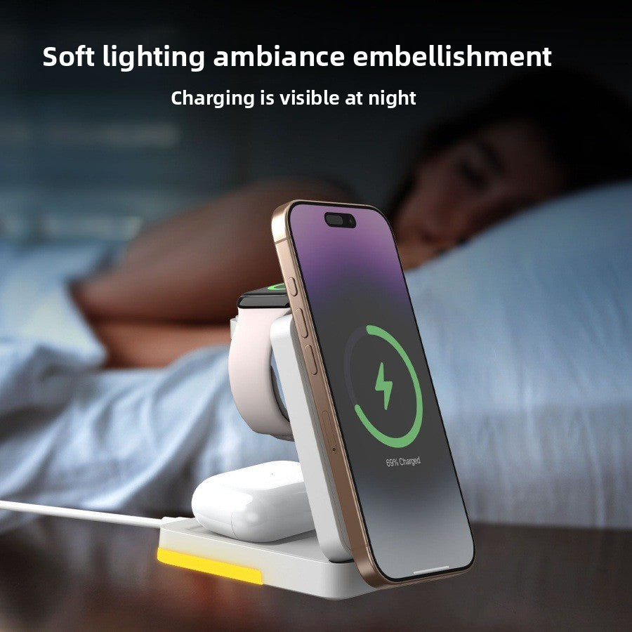Magnetic Foldable 3-in-1 Wireless Charger - Magnetic watch module closeup