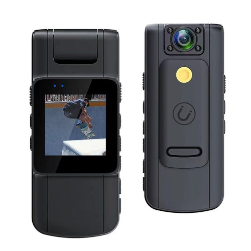Black waterproof mini action camera with night vision product view
