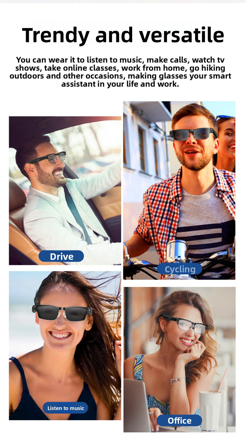 Bluetooth Eyewear Camera AI Translation - Indoor office scene