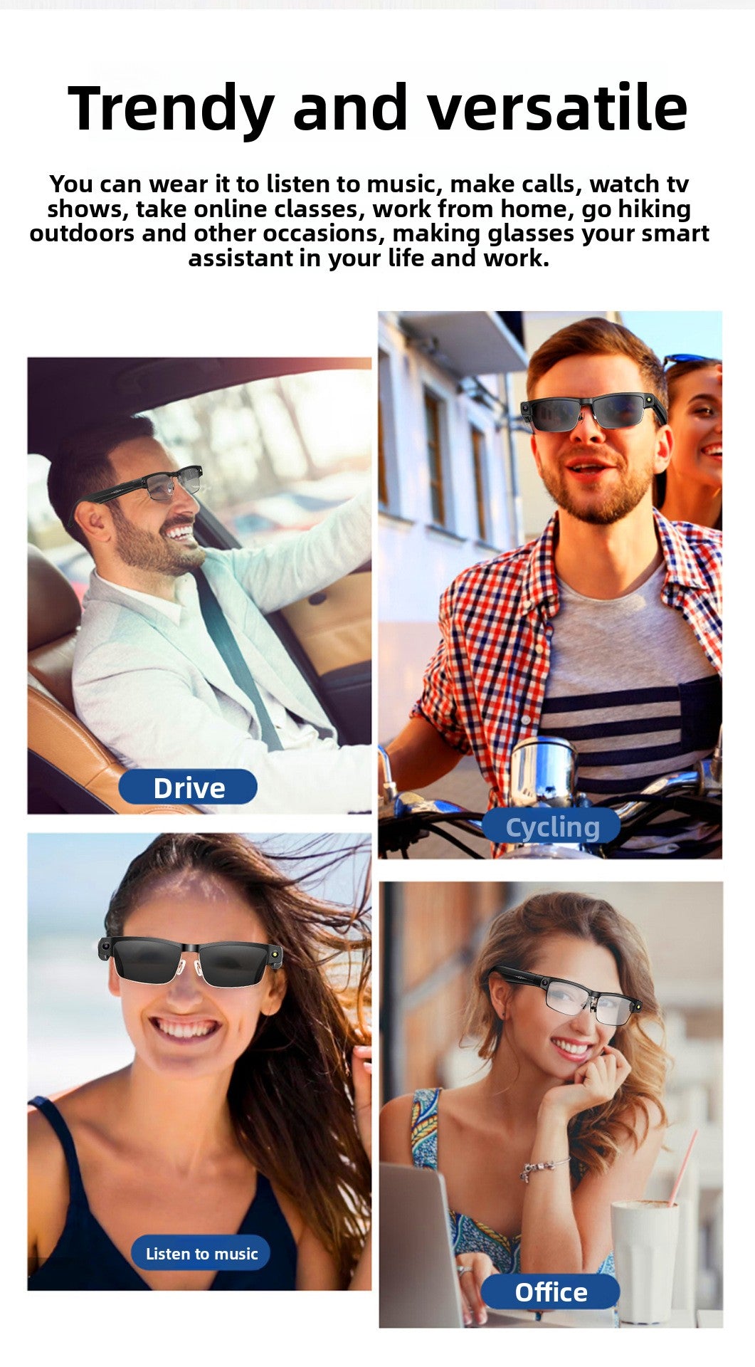 Bluetooth Eyewear Camera AI Translation - Indoor office scene