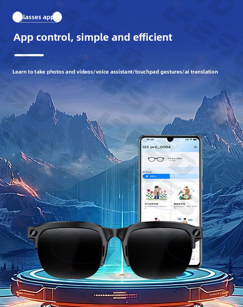 AI Smart Glasses 4K Camera Bluetooth 5.3 - App connectivity demo