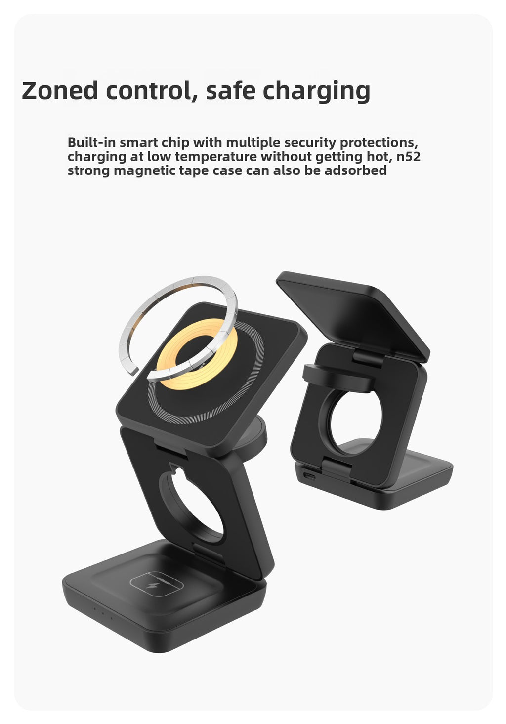 Magnetic Foldable 3-in-1 Wireless Charger - Travel pouch packed