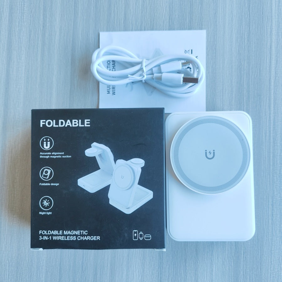 Magnetic Foldable 3-in-1 Wireless Charger - AirPods charging spot