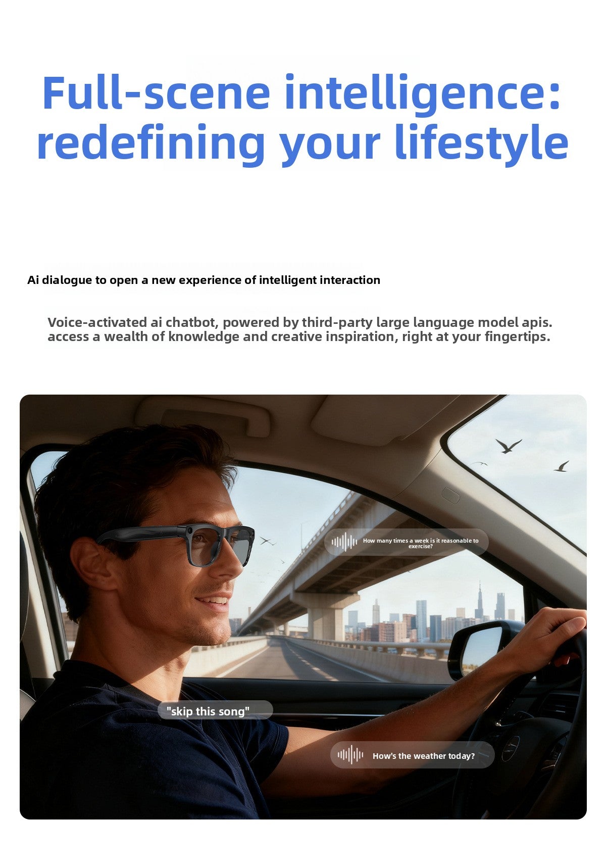 AI Smart Glasses M65 Photochromic - Charging case included
