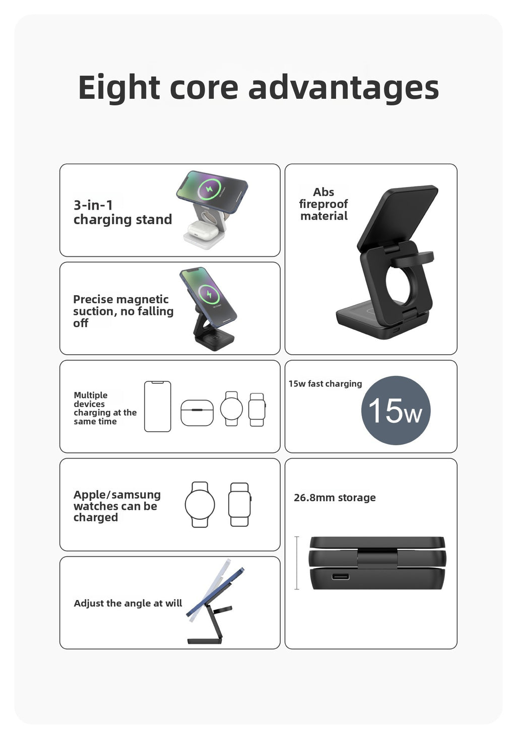 Magnetic Foldable 3-in-1 Wireless Charger - Weight spec on scale