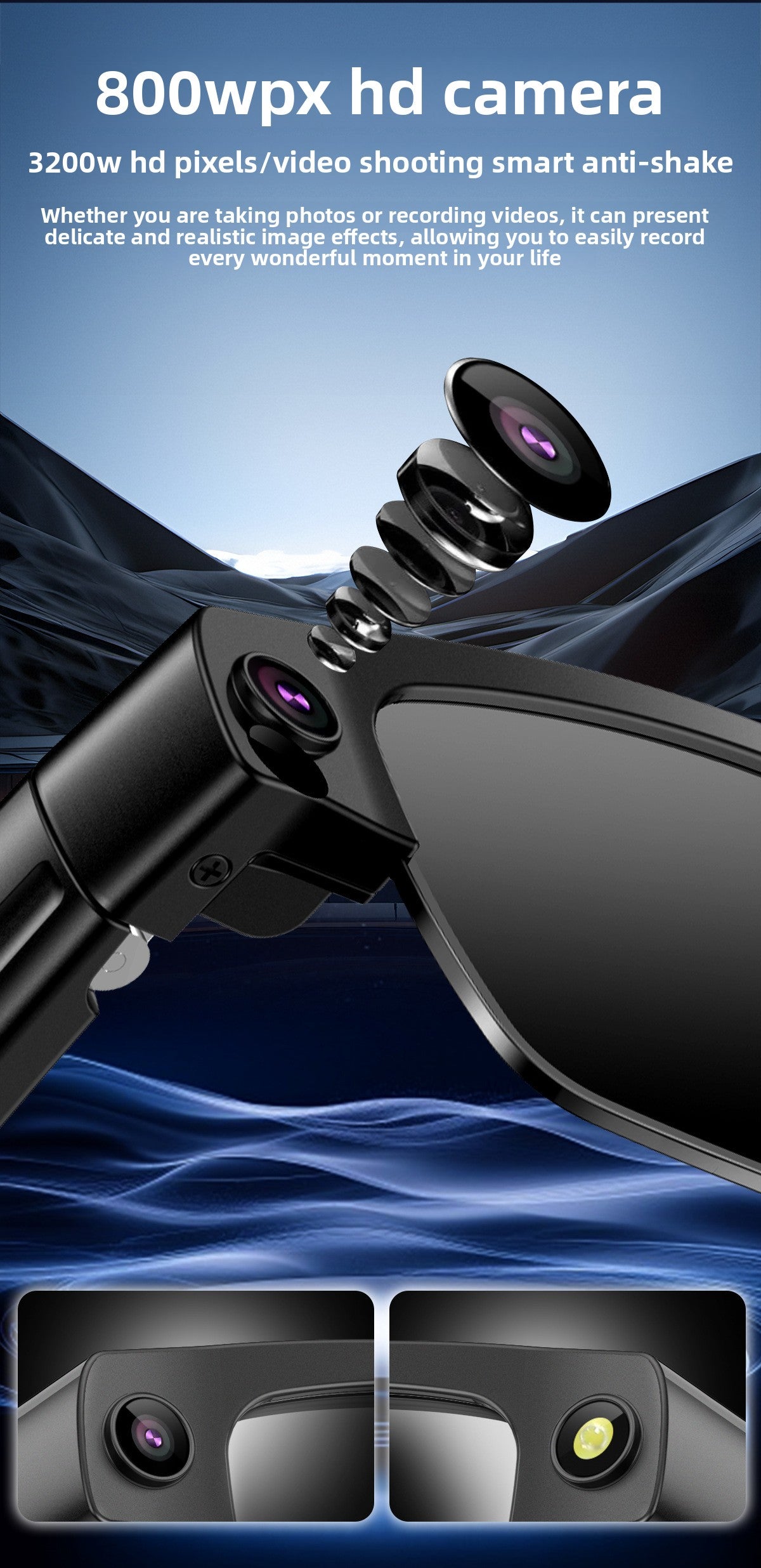 Bluetooth Eyewear Camera AI Translation - Prescription lens compatible