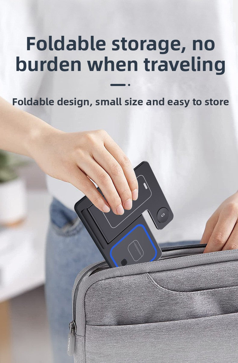 15W Foldable 3-in-1 Wireless Charger - Magnetic watch module