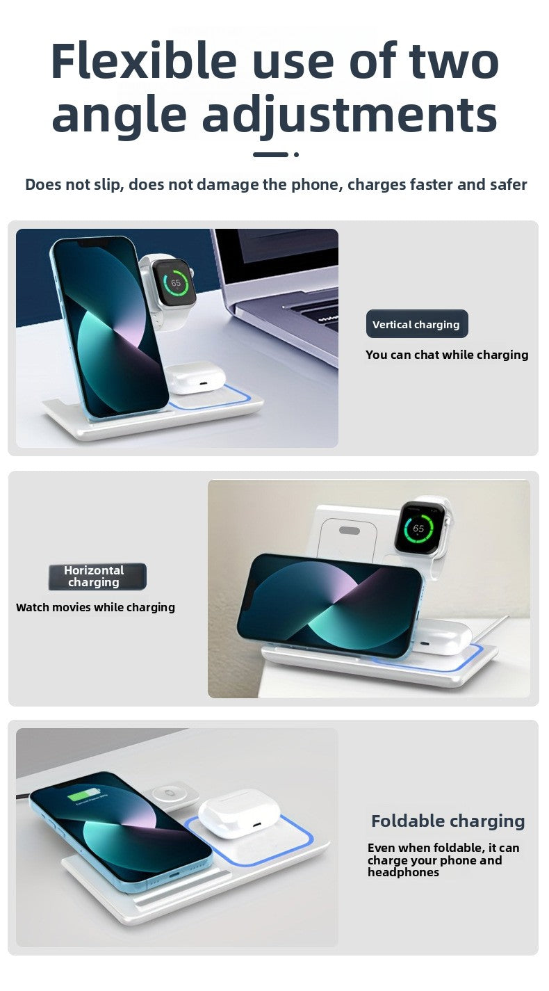 15W Foldable 3-in-1 Wireless Charger - Nightstand lifestyle shot