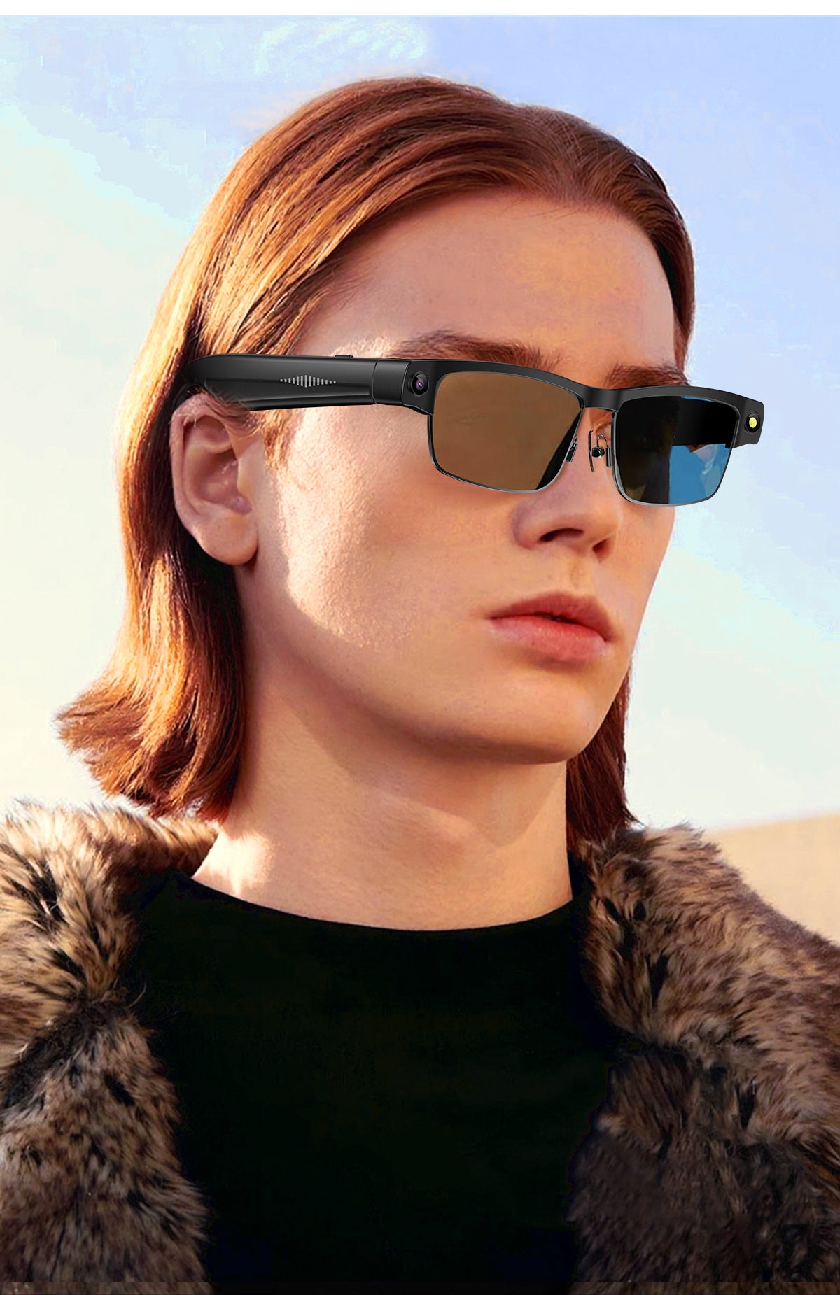Bluetooth Eyewear Camera AI Translation - Product dimensions diagram