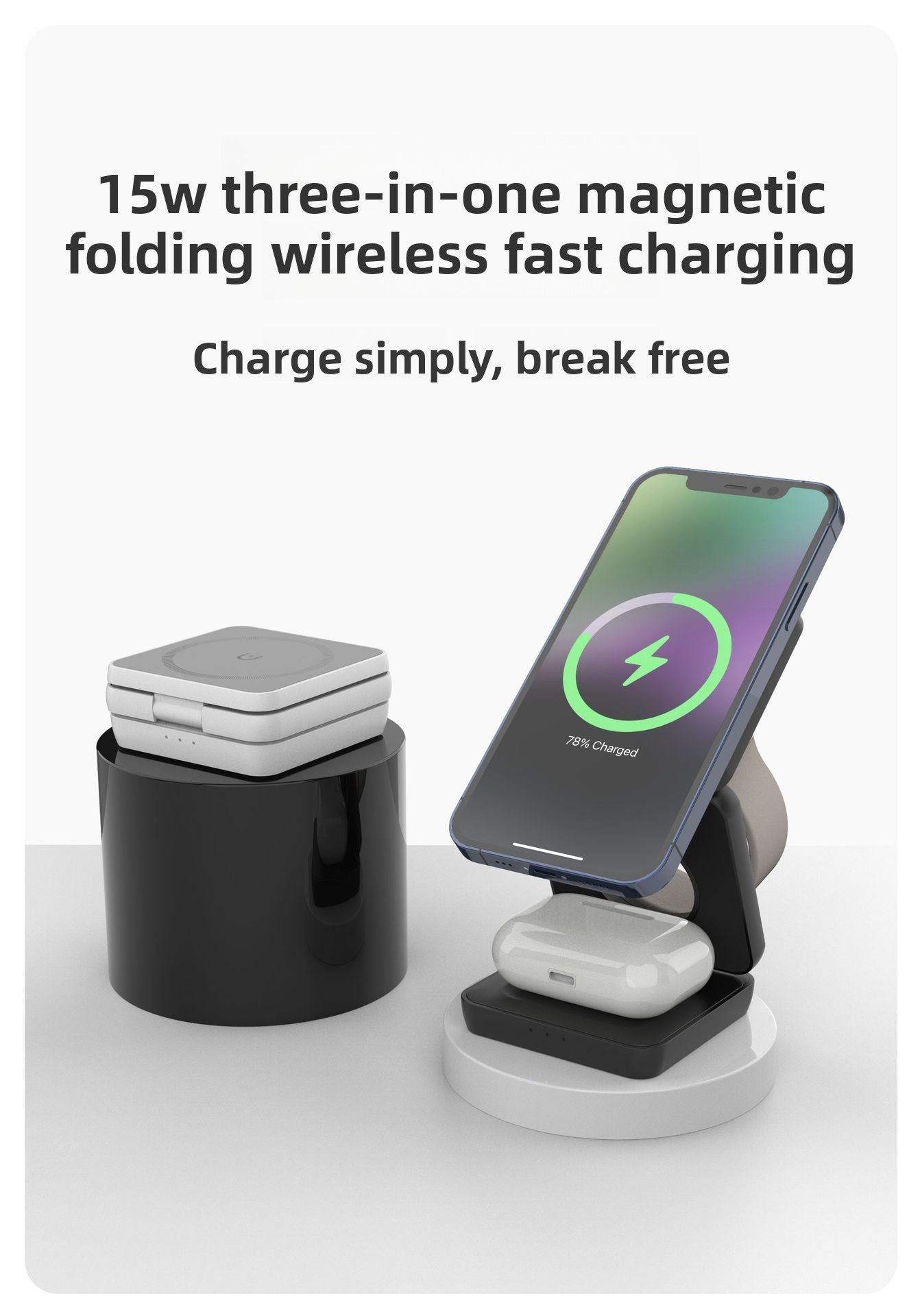 Magnetic Foldable 3-in-1 Wireless Charger - Package box contents